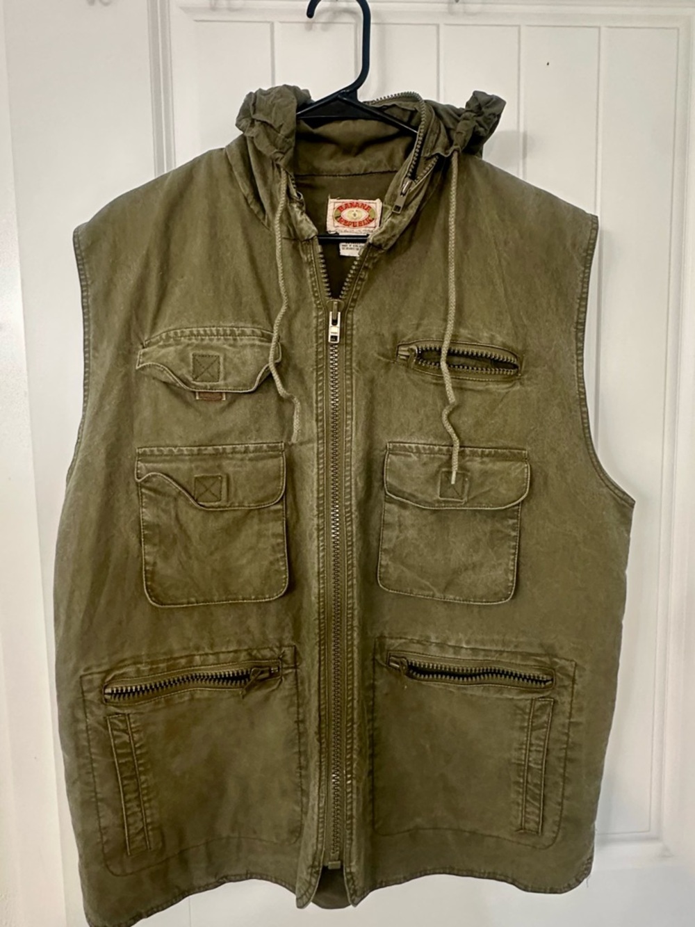 Vintage-Banana Republic  Olive Hooded Utility Vest - Women - Picture 8 of 9